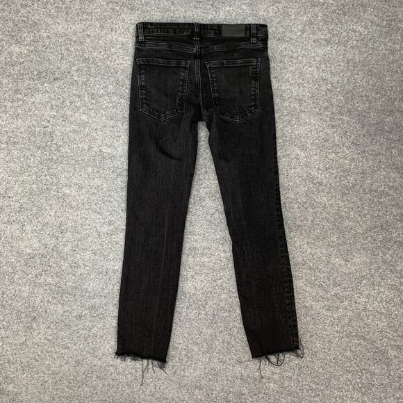 Zara Mid Waist The Skinny Jeans Womens 2 Raw Hem 5 Pocket Denim Stretch Pants - Picture 4 of 14